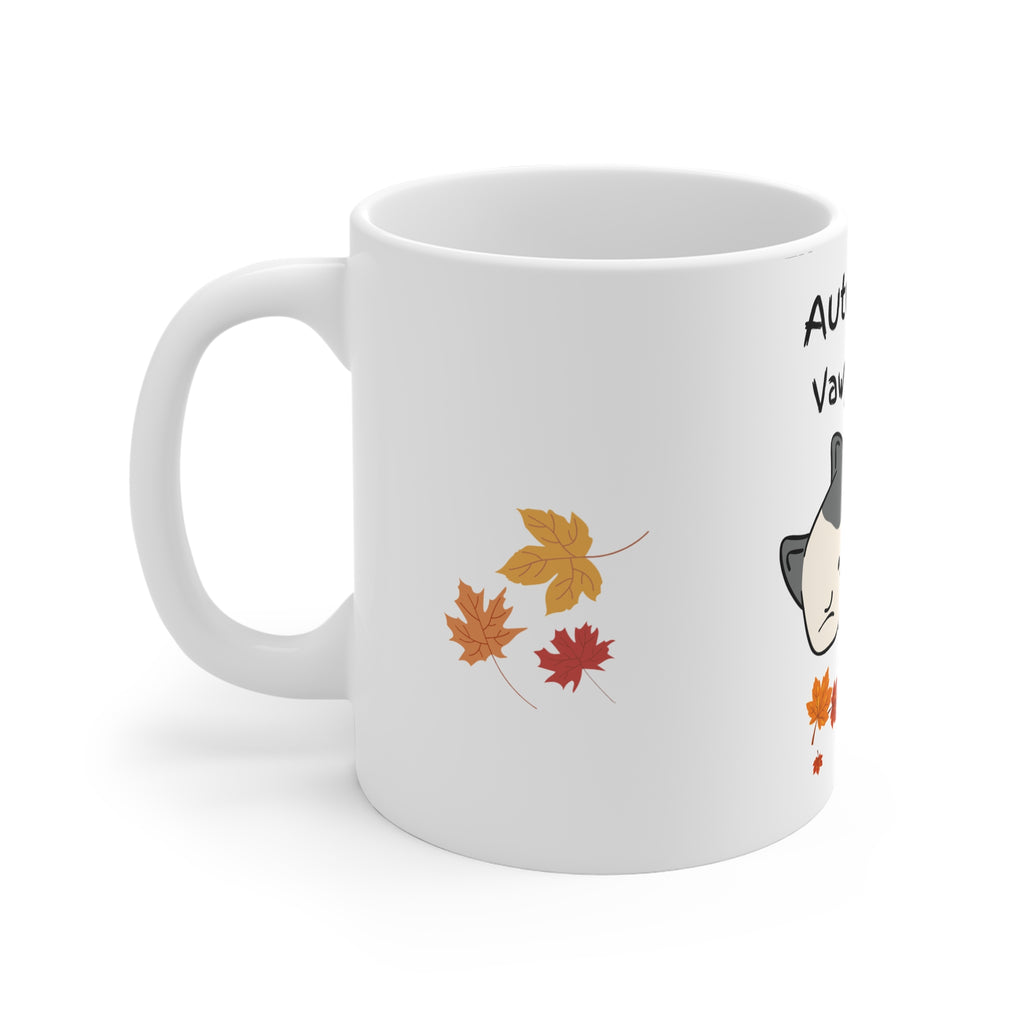 Autumn is Vawy Cawsy Cat Mug | Cute Fall Leaves Ceramic Coffee Cup