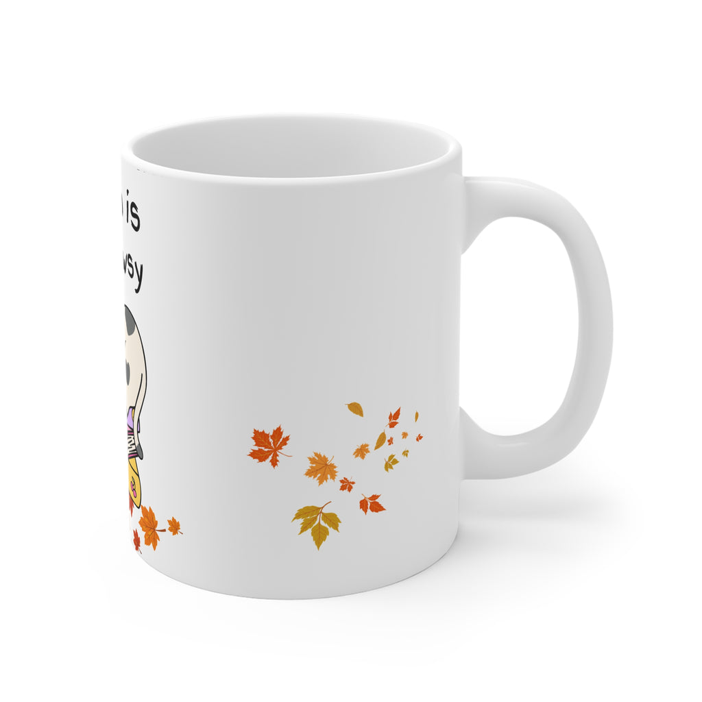 Autumn Is Vawy Cawsy cat mug | Fall leaves ceramic mug