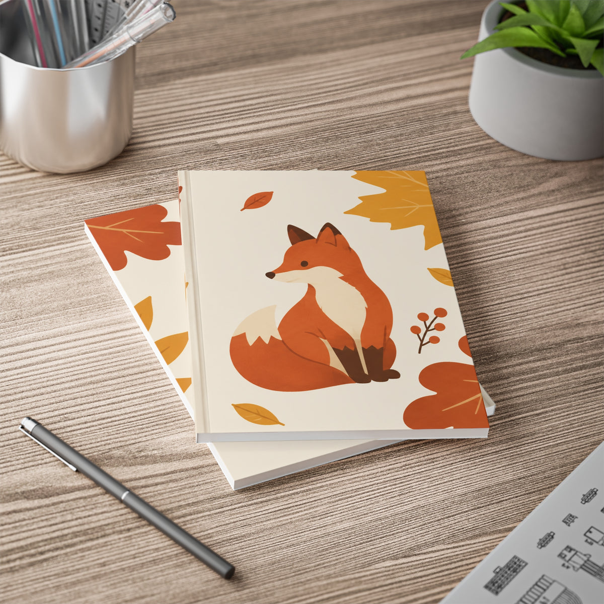Autumn Fox & Hedgehog A5 Notebook