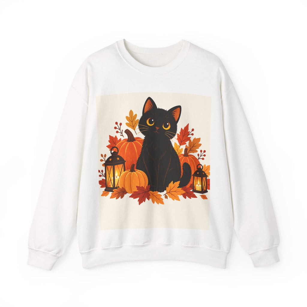 Autumn Black Cat Sweatshirt — Cute Halloween Pumpkin Crewneck