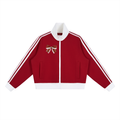 Contrast Side Stripe Fleece Cropped Track Jacket