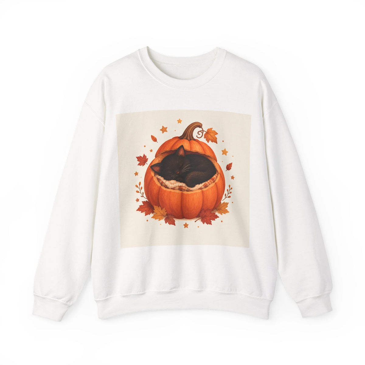 Pumpkin Nap Cat Sweatshirt — Cozy Autumn Halloween Crewneck