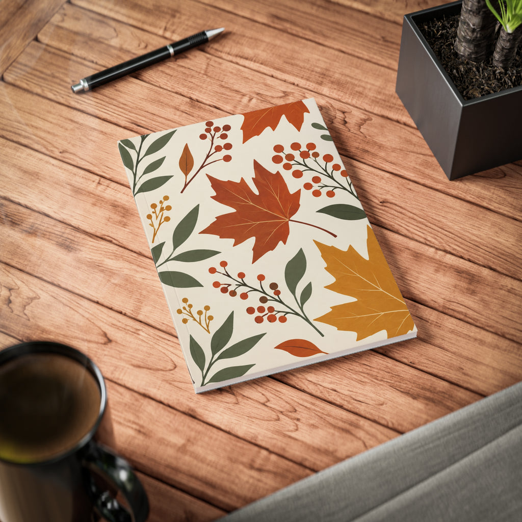 Autumn Leaves A5 Notebook — Fall Floral Journal