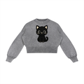 Mineral Wash Balloon Sleeve Cropped Sweater