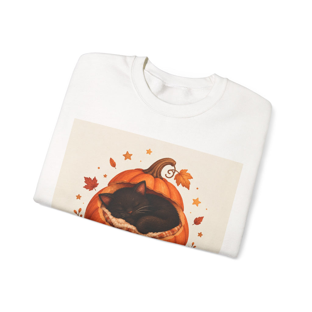 Pumpkin Nap Cat Sweatshirt — Cozy Autumn Halloween Crewneck