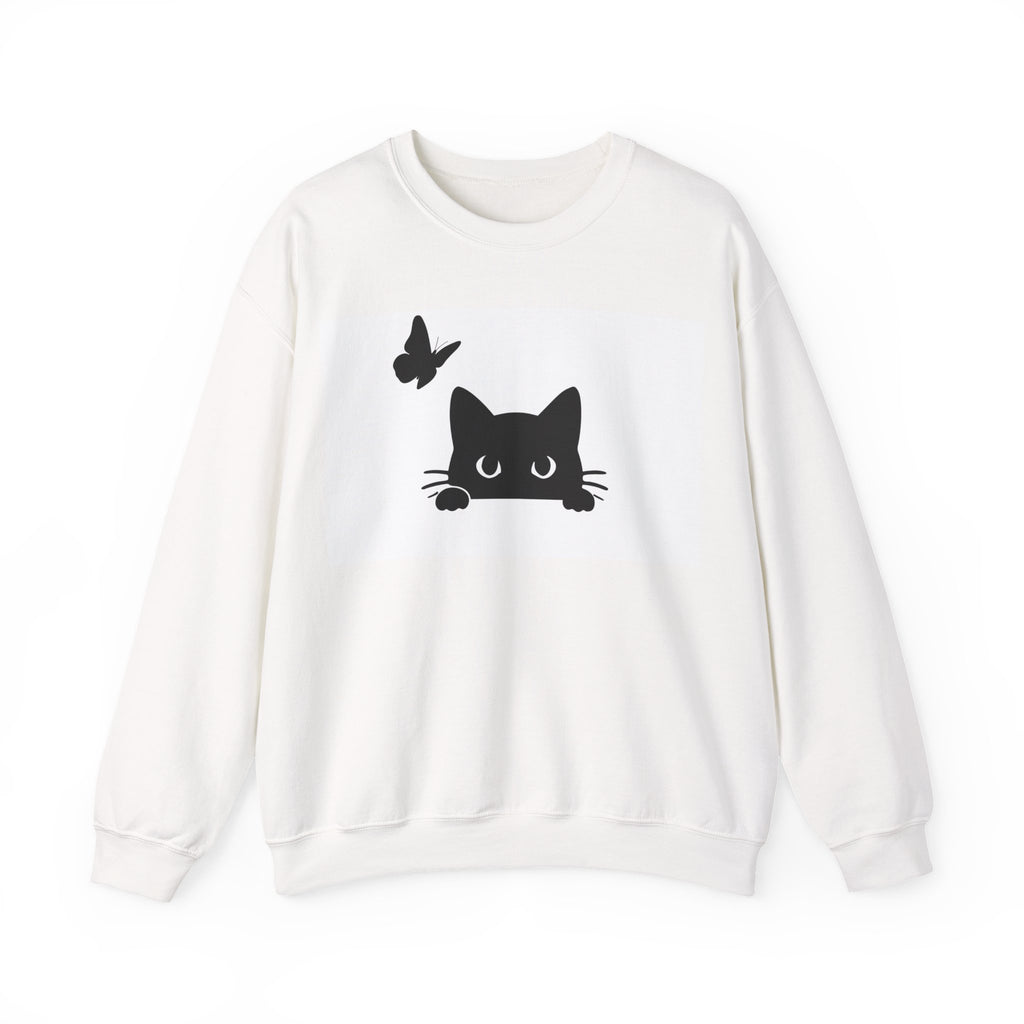 Cute Peeking Cat & Butterfly Sweatshirt