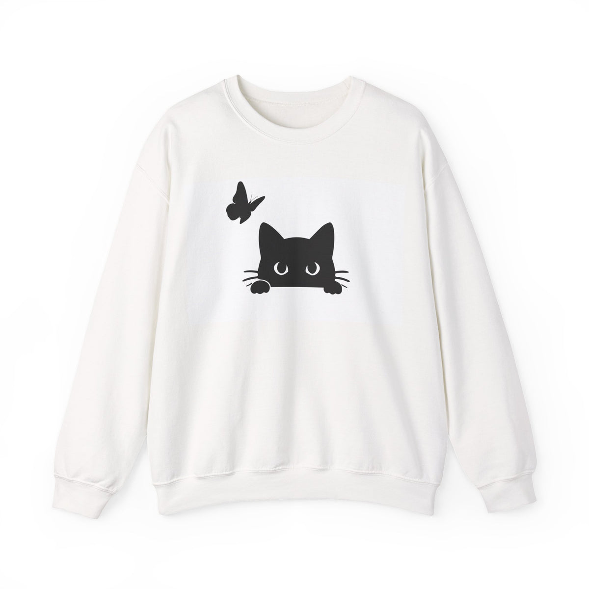 Cute Peeking Cat & Butterfly Sweatshirt
