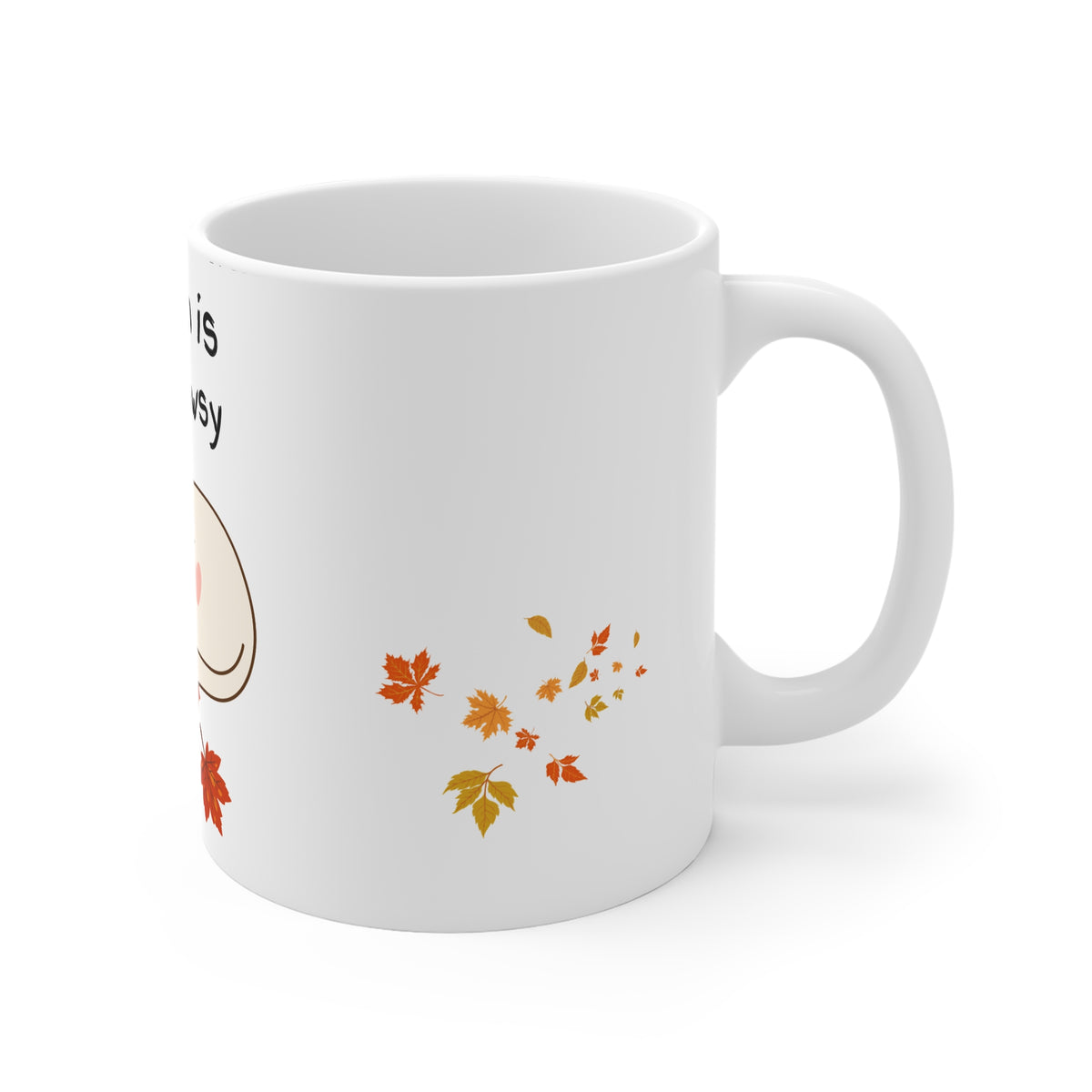 Autumn is Vawy Cawsy Cat Mug | Cute Sleeping Cat with Fall Leaves