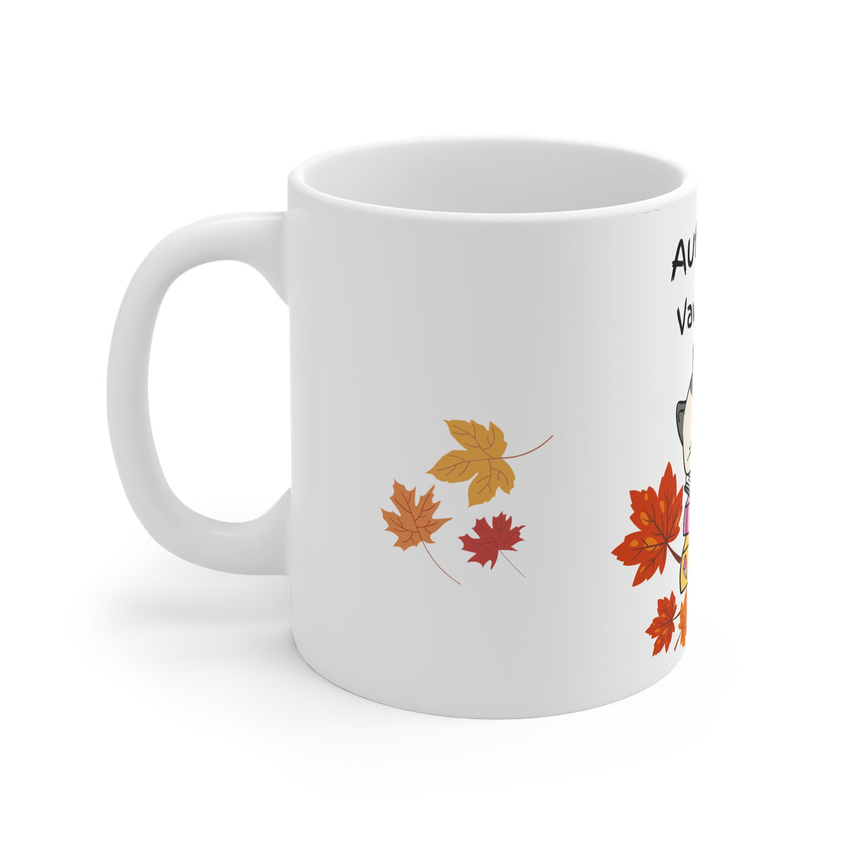 Autumn Is Vawy Cawsy cat mug | Fall leaves ceramic mug