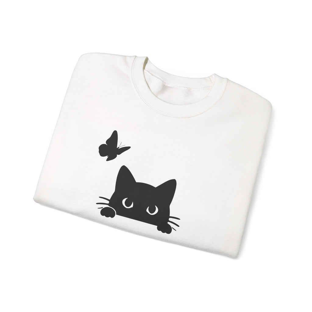 Cute Peeking Cat & Butterfly Sweatshirt