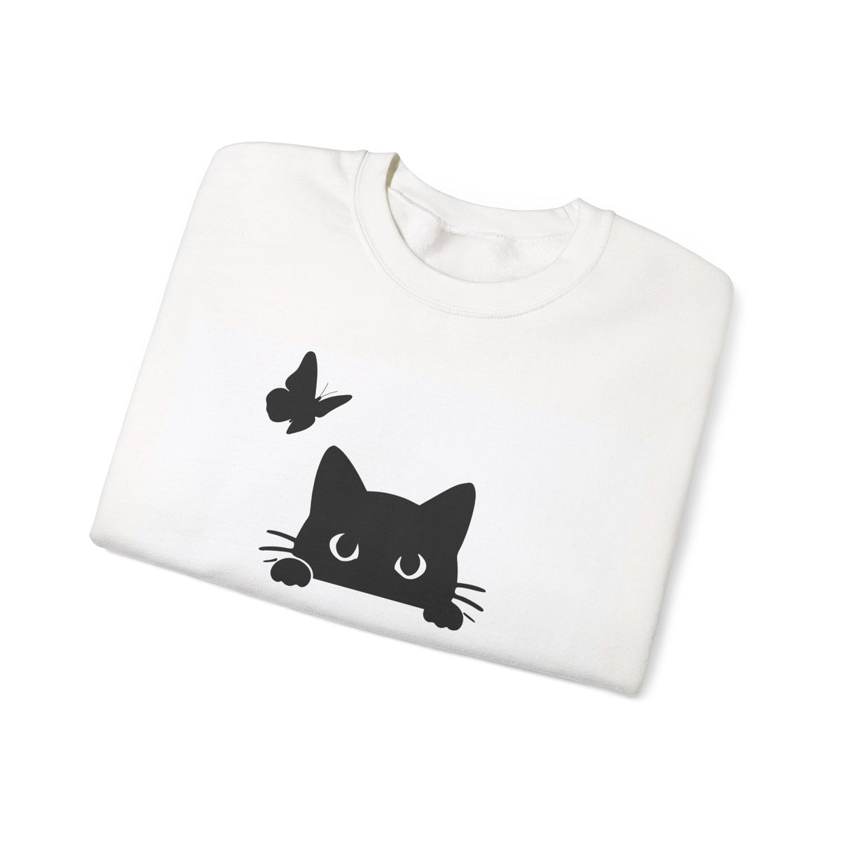 Cute Peeking Cat & Butterfly Sweatshirt