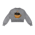 Mineral Wash Balloon Sleeve Cropped Sweater