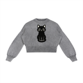 Mineral Wash Balloon Sleeve Cropped Sweater